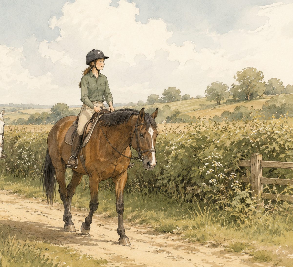 Balade à cheval sur un chemin de campagne