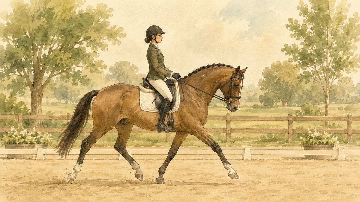 Séance de dressage d'un cheval en carrière